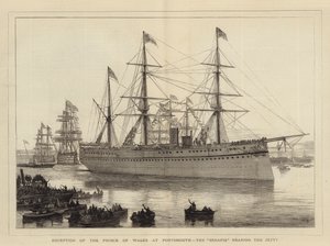 Recepção do Príncipe de Gales em Portsmouth, o Serapis se aproximando do Molhe